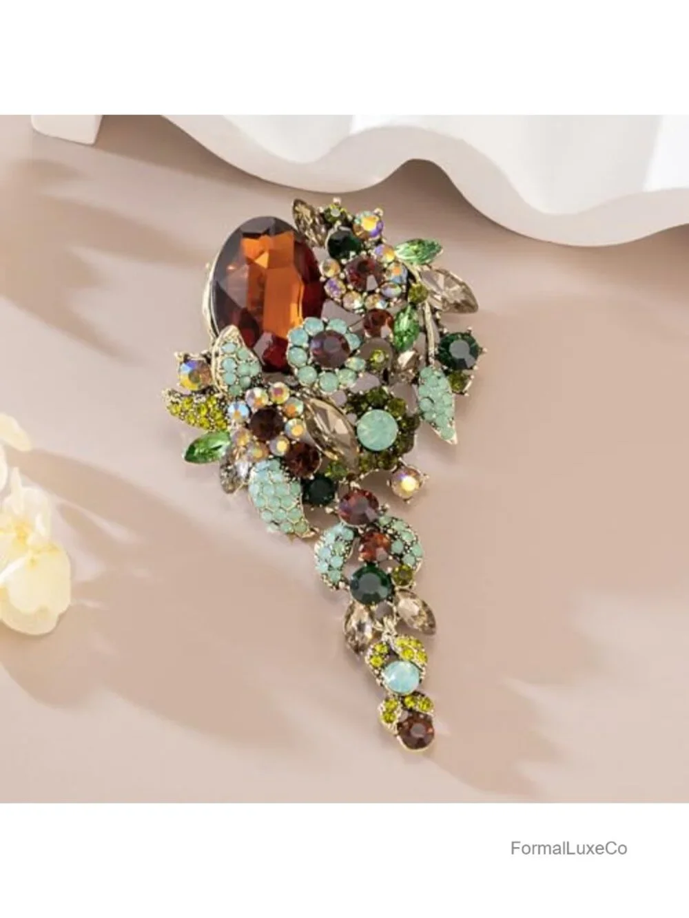 SELOVO Large Long Flower Brooch Pin for Women Wedding Party Brooch Pendant